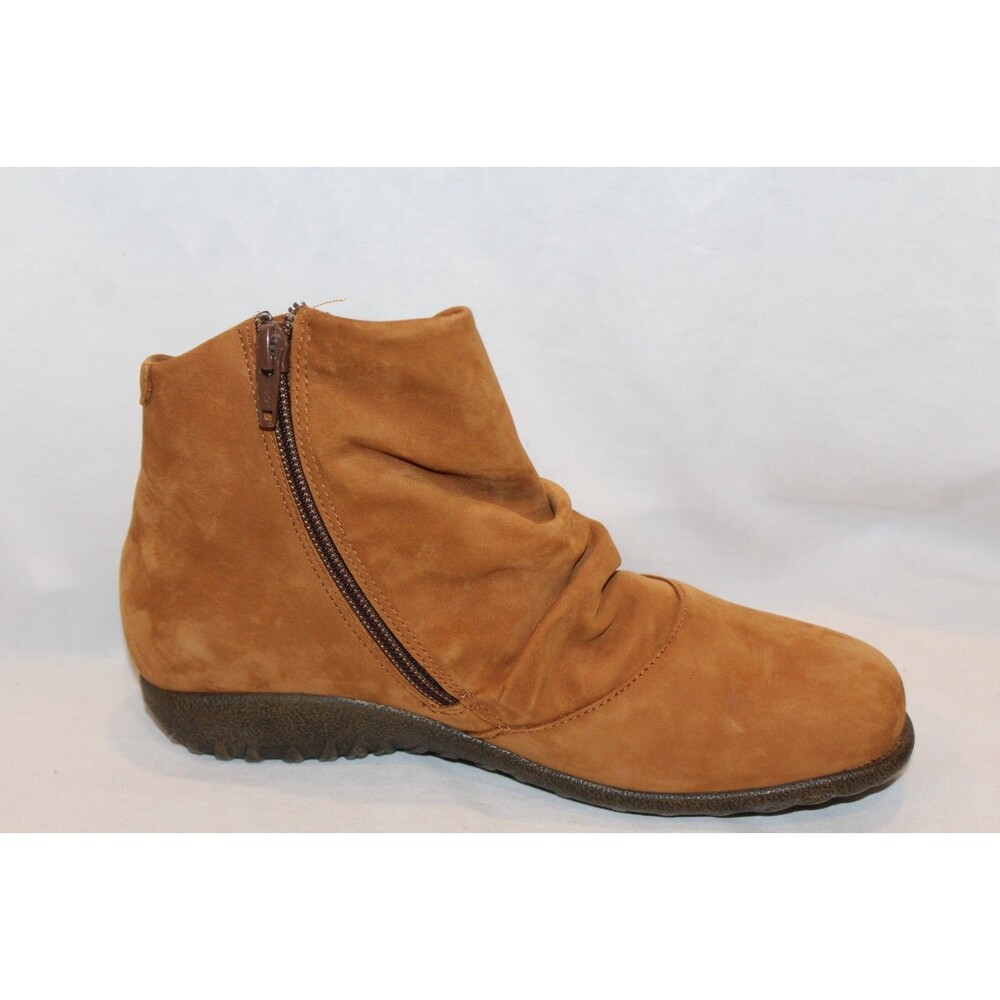 Womens Naot Kahika Ruched Zip Boots EU 37 US 6 Nubuck Flat Booties Amber Nubuck - Picture 4 of 7